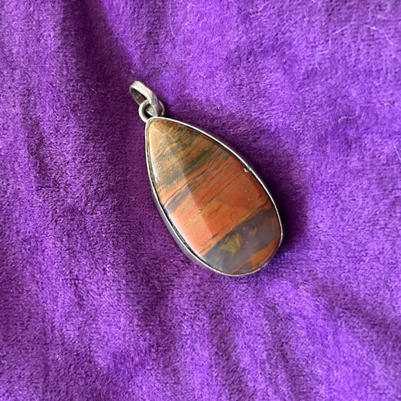 VTG TIBETAN SILVER MAHOGANY OBSIDIAN PENDANT - Picture 1 of 2